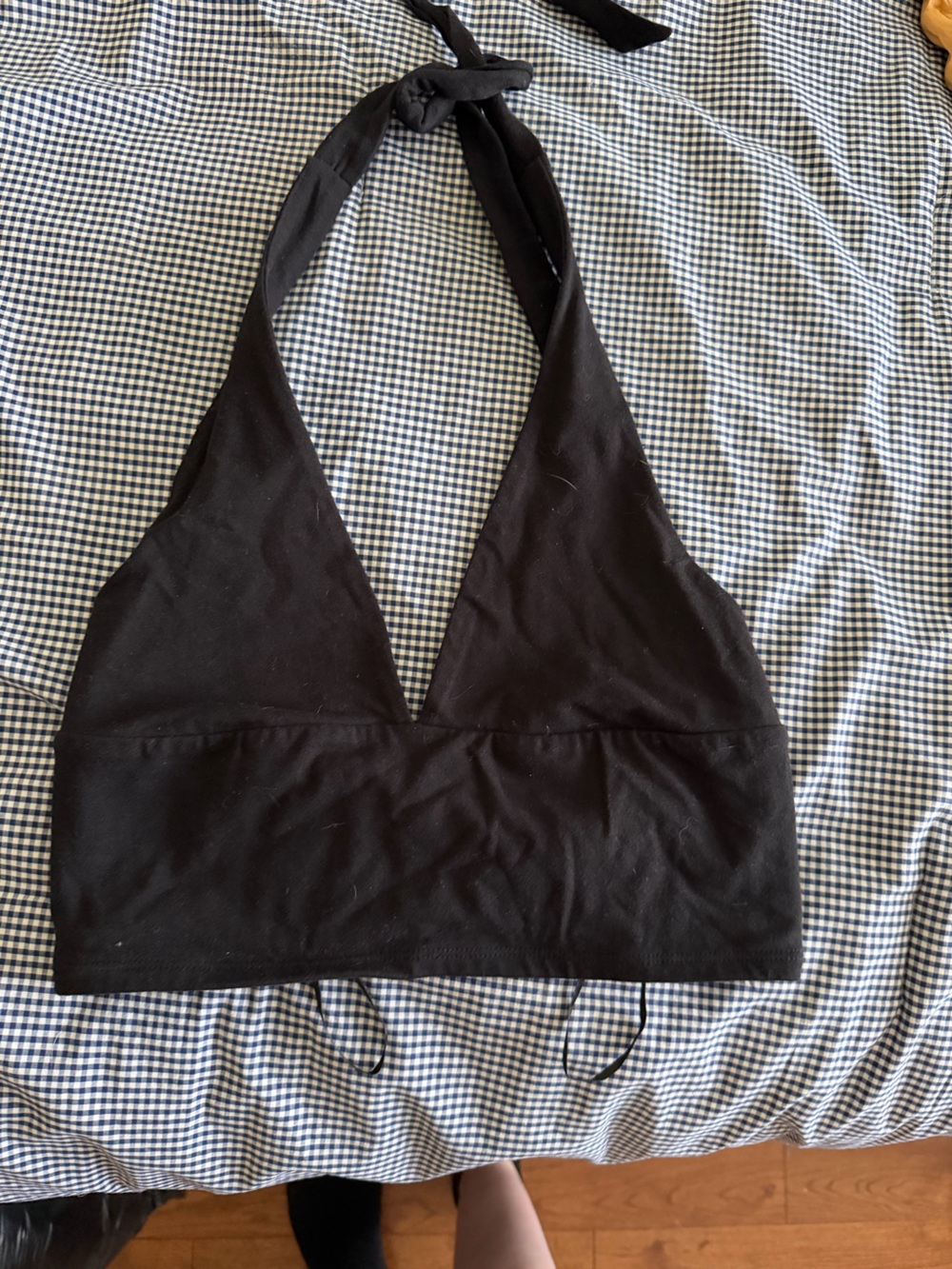 Garage Black Top with Blue Gingham Lining